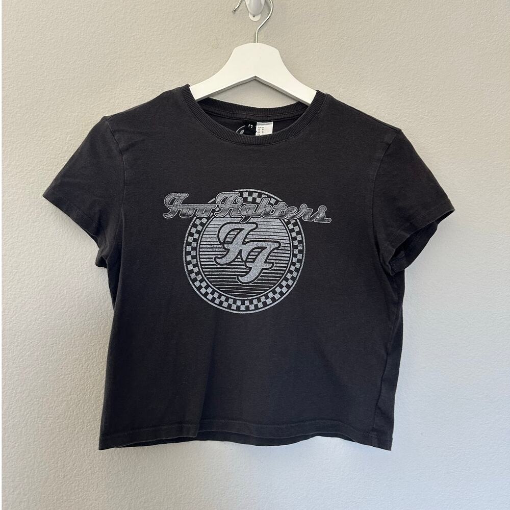 Foo Fighters Black Crop Baby Tee Shirt size Medium